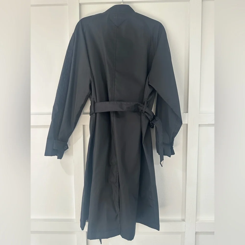 Prada Black Re Nylon long Trench Coat with triangle logo belt size 40 $4000 - Picture 11 of 13